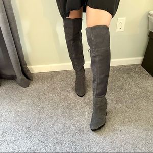 Nine West Gray Suede Over The Knee Boot